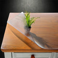 NECAUX Custom 52 x 91 Inch Frosted Table Cover Protector, 1.5mm Thick Wood Grain Transparent Table Pad Non-Slip Tablecloth Plastic Protective Pad for Dining Living Room Table Conference Table