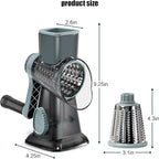 XUANYILA Rotary Cheese Cheese Grater Hand Crank Vegetable Cheese Grater for Kitchen 3 Changeable Blades for Cheese Potato Zucchini Nuts Chocolate - GreyBlue