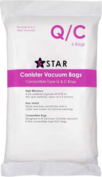 6 Pack Type Q/C HEPA Replacement Vacuum Bags Compatible with Kenmore and Sears Canister Vacuum Fits Kenmore 5055 50557 50558 53291 Replace Part 53292.