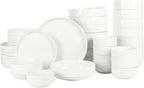 Gibson Home Rothernberg 40-Piece White Porcelain Dinnerware Set – Service for 8, Stackable Plates and Bowls, Durable Kitchen Dinner Set