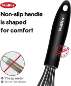Walfos Whisk,Silicone Whisk Set of 4 Non-Scratch Silicone Coated Whisks for cooking.BPA Free and Dishwasher Safe 5+7+9+11in wisk Nice for Blending Beating Stirring and Mixing (Black）