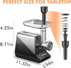 #8 Meat Grinder, [3200W Max] Electric Heavy Duty Sausage Stuff with 2 Stainless Steel Blades and 3 Grinding Plates, Sausage Tube & Kibbe Kit, for Commercial & Home Use