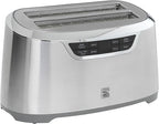 Kenmore Elite toaster 4-slice -wide slot countertop stainless steel Auto lift toasters, grill or toast bread bagel & buns, commercial easy tray clean function with compact pop up tostadora de pan