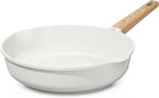 ESLITE LIFE Nonstick Ceramic Frying Pan Skillet, Non-Toxic Egg Omelette Kitchen Cooking Pans Compatible with All Stovetops (Gas, Electric & Induction), PTFE & PFOA Free (White, 8'')