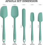Coukre Silicone Spatula Set of 5,High Temperature Resistant, Food Grade Silicone, Dishwasher Safe, for Baking, Cooking (Pure Aqua Green)
