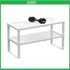 Metal Stackable Expandable Storage Shelf - Multi-Functional Home Storage Shelf, Suitable for Kitchen, Cabinet，Bathroom, Office, Garage, etc.（1PACK/White/Large