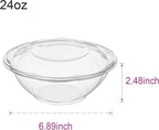 [24 oz. 50 Sets Clear Plastic Salad Bowls with Airtight Lids Disposable To Go Mixing Containers Serving for Fruit, Quinoa, Lunch and Meal Prep