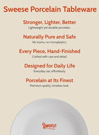 Sweese 22oz Porcelain Pasta Bowls Set of 6-7.6 Inch White Salad Serving Plates, Microwave Dishwasher Safe Dinnerware