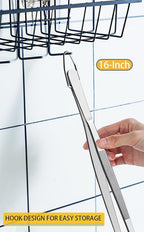JETKONG 16-Inch Kitchen Tweezers Fine Tweezer Tongs Extra-Long Stainless Steel Cooking Tweezers (Point-Tips)