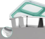 BEFOY 2 Pack Stainless Steel Snack Containers with Lids 4 Compartment Food Storage Containers for Adults Meal Prep Reusable for work or going out(blue, 2)
