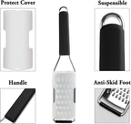 Cambom Cheese Grater Vegetable Shredder & Citrus Zester Lemon Zester for Parmesan Cheese, Vegetables, Zucchini, Nutmeg, Chocolate, Lemons, Hand Held Shredder Graters Stainless Steel Extra Coarse Blade