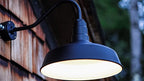 Steel Lighting Co. Gardena Barn Light | Outdoor Wall Mounted | 16" Dome | 11" Gooseneck | Farmhouse Light Made in America | Matte Black Exterior/Matte Black Interior