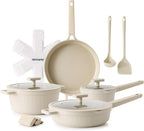 SENSARTE Ceramic Cookware Set Non-toxic 14 Pcs, Nonstick Pots and Pans Set, Dishwasher Safe Induction Cookware, Healthy Kitchen Cooking Set, PFOA/PFAS/PTFE Free
