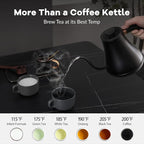 Mecity Electric Kettle Gooseneck Pour Over Kettle ±1℉ Temperature Control Quick Heating Water Boiler for Coffee & Tea & Formula Auto Shut Off Tea Kettle 1200 Watt, 0.8L, Matt Black, Barista Edition
