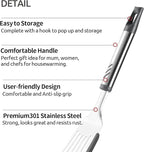 Fish Spatula for Nonstick Cookware, Stainless Steel Slotted Spatula with Silicone Edge, Flexible Metal Turner for Cooking, Flipping, Frying, 12.6" Egg Flipper Utensils, Heat Resistant Handle
