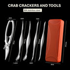 ACCUFINE Crab Crackers and Tools in Case Stainless Steel Set for Party Crab Scissors for Cutting the Shell Lobster Cracker and Tool Set Seafood Scissor Shrimp (silver)