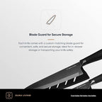DURA LIVING Chef Knife, 8 Inch Nonstick Titanium Plated Stainless Steel Ultra Sharp Blade, With Ergonomic Comfort Grip Handle Chef's Cooking Knife, With Matching Sheath