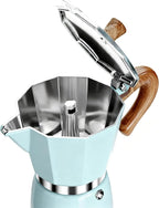 AGOGO Milano Moka Pot, Stovetop Espresso Maker, Greca, Coffee Percolator, Turkish Coffee Maker with Paper Filter 6 Cup Lake Blue