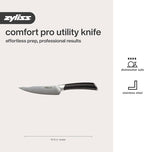 Zyliss Comfort Pro Utility Knife - Full Tang Meat & Vegetable Knife - Ice Hardened Stainless Steel Meat Slicing Cutter - Cutlery with Antibacterial Handle - Black/Stainless Steel - 5.5 inches