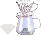 Bincoo Pour Over Coffee Maker Set with Dripper Size 01,Borosilicate Glass Coffee Server 400ML with Paper Filter,Pour Over Coffee Dripper Carafe for Home Cafe Restaurant Camping
