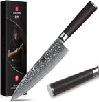 XINZUO 8 Inch Damascus Chef Knife,67 Layers Damascus Steel Kitchen Knife,Sharp Professional Japenese Chef Knife with Gift Box, Dark Brown Pakkawood Handle