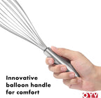 12" Whisk for Cooking, Ergonomic Handle, Dishwasher Safe 18/10 Stainless Steel Whisk, Professional Kitchen Wire Whisk, Perfect for Blending, Whisking, Baking, and Beating