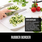 GORILLA GRIP BPA-Free Reversible Kitchen Cutting Board Set of 3, US Designed, Nonporous, Juice Grooves Catch Liquid, Slip Resistant Border, Dishwasher Safe, Durable Large Food Chopping Boards, Almond
