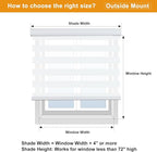 Persilux Cordless Zebra Blinds for Windows Dual Layer Roller Blinds (54" W x 64" H, White) Free-Stop Roller Blinds, Light Control for Day and Night, Light Filtering Sheer Roller Shades for Home