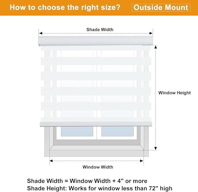 Persilux Zebra Roller Shades for Windows, Privacy Roller Blinds for Windows (70" W x 72" H, White) Cordless Door Blinds for Door Window, Light Control for Day and Night, for Home, Office
