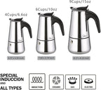 Coffee Maker 9 Cup Moka Pot Stainless Steel Percolator coffee pot Espresso Maker, Compatible with Gas, Electric, Ceramic, and Induction stovetops(15 fl oz/450 ml)