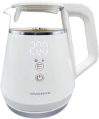 OVENTE 1L Small Electric Kettle with 5 Temperature Preset, Digital Display, 5Hr Keep Warm, Auto Shut-Off, Double-Wall Cool Touch Exterior, Borosilicate Glass,1500W BPA Free Water Boiler, White KD95W