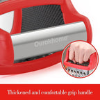 Ourokhome Cheese Grater with Handle, Stainless Steel Box Grater, 4 Side Kitchen Vegetable Shredder Slicer Zester with Container for Parmesan, Cabbage, Ginger, Lemon, Chocolate, Coconut (Red)