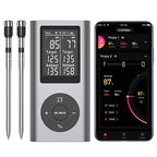 Wireless Meat Thermometer with 2 Probes & 800Ft Range - Smart Bluetooth BBQ Grill Thermometer with Standalone Base, NIST Certified ±0.5°F Accuracy, Backlit Display for Oven, Smoker, Kitchen Cooking