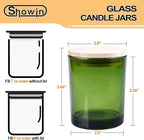 SHOWIN Thick Candle Jars for Making Candles 16 Pcs, 7 OZ Empty Jars with Wood Lids for Candle Making, Sample Container, Green