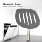 Kitchen Mama WaltzGrip Platinum Silicone Pancake Spatula Turner: Heat Resistant Flexible, Stainless Steel Core, Nonstick, Dishwasher Safe, Flipper – Ideal Kitchen Cookware Egg, Fish, Meat (Metal Gray)