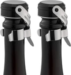 WOTOR Champagne&Wine Bottle Stoppers Stainless Steel with Food Grade Silicone, Leak Proof Keep Fresh Reusable Saver, Cork Suitable for Wine, Champagne, Cava, Prosecco and Sparkling (2 Pack Silver）