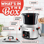 Gourmiia 4.5 Qt Programmable Slow Cooker with 5 Presets, Slow Cook, Digital Timer, Keep Warm Function, Nonstick Interior, Dishwasher Safe (Stainless Steel)