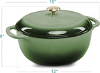 Best Choice Products 7.5 Quart Enamel Cast-Iron Round Dutch Oven, Family Style Heavy-Duty Pre-Seasoned Cookware for Home, Kitchen, Dining Room, Oven Safe w/Lid, Dual Handles - Deep Olive Green
