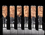 Epicurean Cook Tidal Collection 8 PCS Damascus Knife Set Japanese Kitchen Knives with VG10 Steel Core Ultra-Sharp Professional Chef Knife Set with Elegant Box and Black Resin and Burl Wood Handles