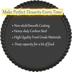 9 Inch Tart Pan with Removable Bottom, Carbon Steel Heavy Duty Nonstick Quiche Pan- Fluted Edges, Loose Bottom, 1.2-Inch Depth for Baking Fruit Tarts, Pies