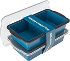 Silicone Freezer Tray With Lid, 4 Large 2 Cup Soup Freezer Molds, Soup Freezer Container for Meal Prepping, Large Ice Cube Tray， Perfect for Storing Leftovers, Sauces, Lasagna, 2-Pack