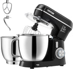 VEVOR Stand Mixer, 5.3QT + 4.4QT Two Stainless Steel Bowls, 10+P Speeds Tilt-head Food Mixer, Kitchen Mixer with Dough Hook, Wire Whip, Beater, Scraper, Household Stand Mixer for Baking Mixing, Black