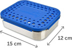 LunchBots Medium Uno Stainless Steel Sandwich Container - Open Design for Wraps - Salads or a Small Meal - Eco-Friendly - Dishwasher Safe and BPA-Free - Blue Dots