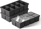 Samuelworld Large Silicone Ice Cube Tray Molds, Big 2 Inch Cubes - Food Grade, Flexible, 8 Cavity Easy Release Slow Melting Ice for Whiskey, Cocktails, Gifts & Christmas - Black (3 Pack)