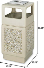 Safco Products Canmeleon Outdoor/Indoor Aggregate Panel Trash Can with Ash Urn 9473TN, Tan, Decorative Fluted Panels, Stainless Steel Ashtray, Weather Resistant
