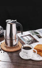 Coffee Maker 6 Cup Moka Pot Stainless Steel Percolator coffee pot Espresso Maker, Compatible with Gas, Electric, Ceramic, and Induction stovetops(10 fl oz/300 ml)