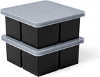 Bangp Large Ice Cube Tray for Whiskey,Silicone Ice Cube Trays 2 Pack,Large Ice Cube Molds with Leak Proof Removable Lid,Square Ice Cube Tray for Whisky and Cocktail