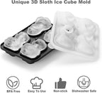 Sloth Ice Cube Tray Fun Shapes, Odd Novelty Cute Sloth Gifts, 2.2" Large Silicone Whiskey Ice Mold for Cocktails,Bourbon,Brandy, w/Funne