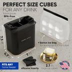Berlinzo Premium Clear Ice Cube Maker with Conversation Ice Prints – 2 Large 2.1" Crystal Clear Ice Squares – Giftable Idea for Party, Game Night & Just for Fun – Includes Storage Bag (Non-Electric)