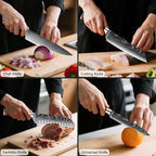 8-Piece Premium Japanese Kitchen Knife Set - Imperial Collection, Laser Damascus Pattern, 440A Stainless Steel Ultra Sharp for Fast Cutting (Blue 8J)